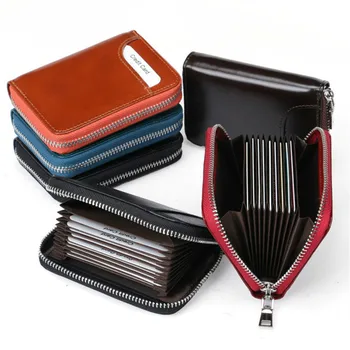 

BYCOBECY RFID Leather Wallet 2020 Short Multi-position Organ Card Wallet Ladies Leather Simple Mini Card Pack Change Wallet