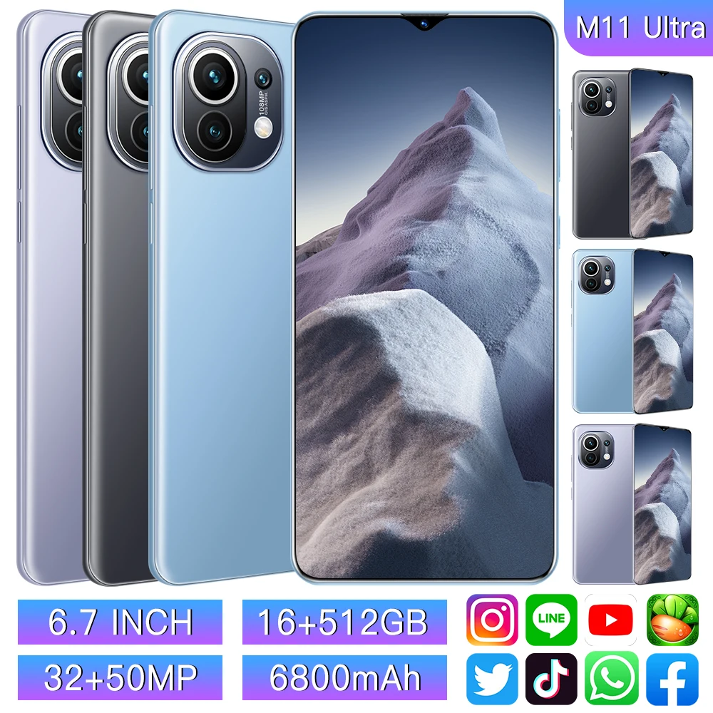 Смартфон M11 Ultra 6 7 дюйма 512 мАч 32 + 50 МП 16 6800 ГБ | Мобильные телефоны и аксессуары