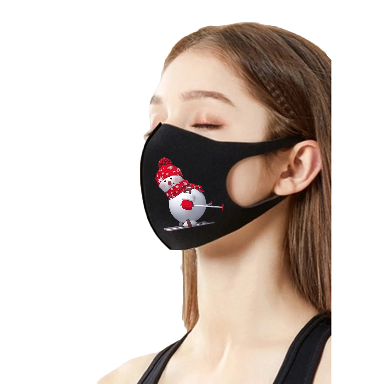 Christmas Prints Mask Adult Reusable Colorful Fabric Face Xmas Print Unisex Neutral Washable Masks Earloop Bandage Masques