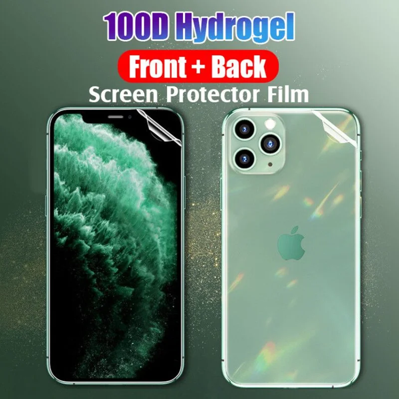 100D Передняя Задняя полностью покрывающая Гидрогелевая пленка для iPhone 11 Pro XS Max X XR Защитная пленка для экрана iPhone 6 7 8 6s Plus защитная пленка