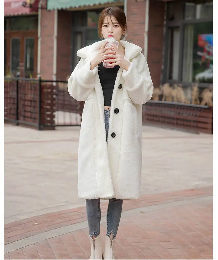 women's new autumn and winter long section thick solid color long-sleeved warm outside suit fashion wild loose