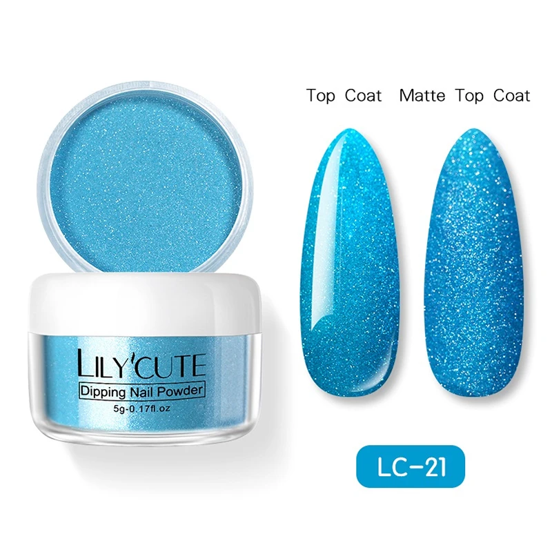 LC-21 LILYCUTE матовая одноцветная голографическая окунающая пудра для ногтей цветной яркий блеск для ногтей пигментная пыль маникюр Дизайн ногтей украшение - Цвет: LC-21