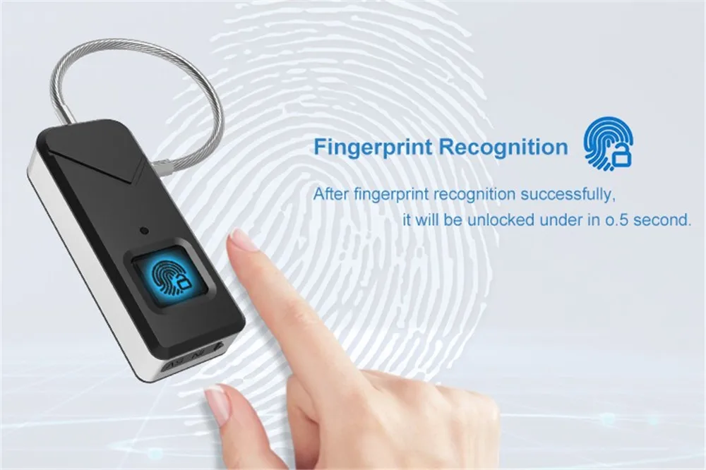 Smart Keyless Fingerprint Lock Waterproof Fingerprint Unlock Anti-Theft Security Padlock Door Luggage Lock