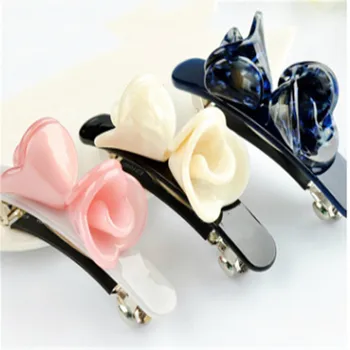 

Korean hair accessories elegant magnolia spring clip ladies white collar large acetic acid clip top clip jewelry wholesale