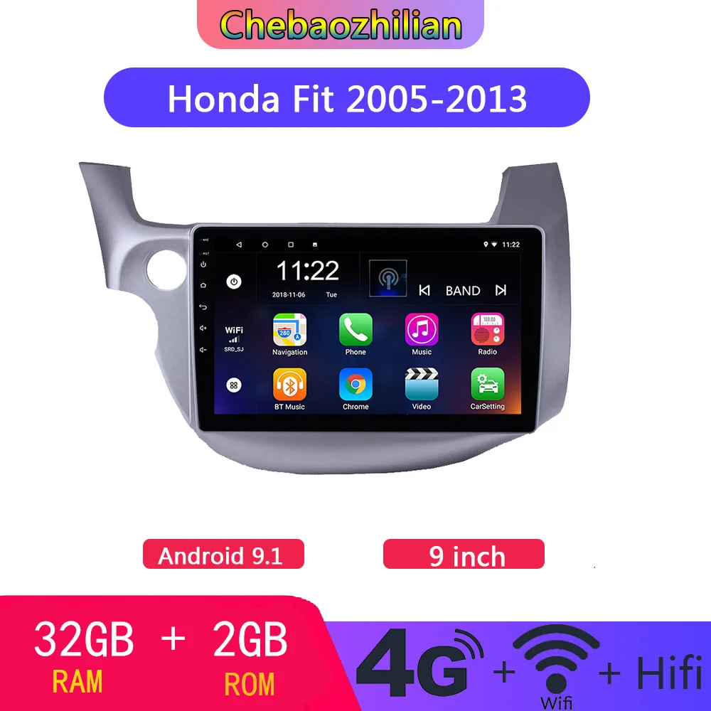 

9 inch 2+32G Android 9.1 Car Radio GPS Navigation DVD Multimedia Player For 2005-2013 Honda Fit 4G LET+ Wifi+Hifi