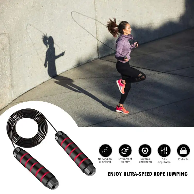 

Jump Rope Tangle-Free Rapid Speed Jumping Rope Cable with Ball Bearings Steel Skipping Rope Gym Fitness Home Exercise Slim Body