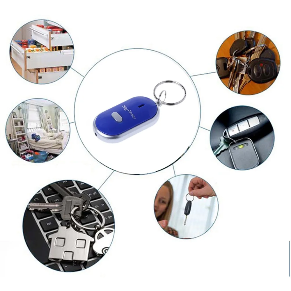 Anti-lost Whistle Sound Key Finder Wireless Smart Flashing Beeping Remote Keyring Locator with Keychain Alarm Reminder