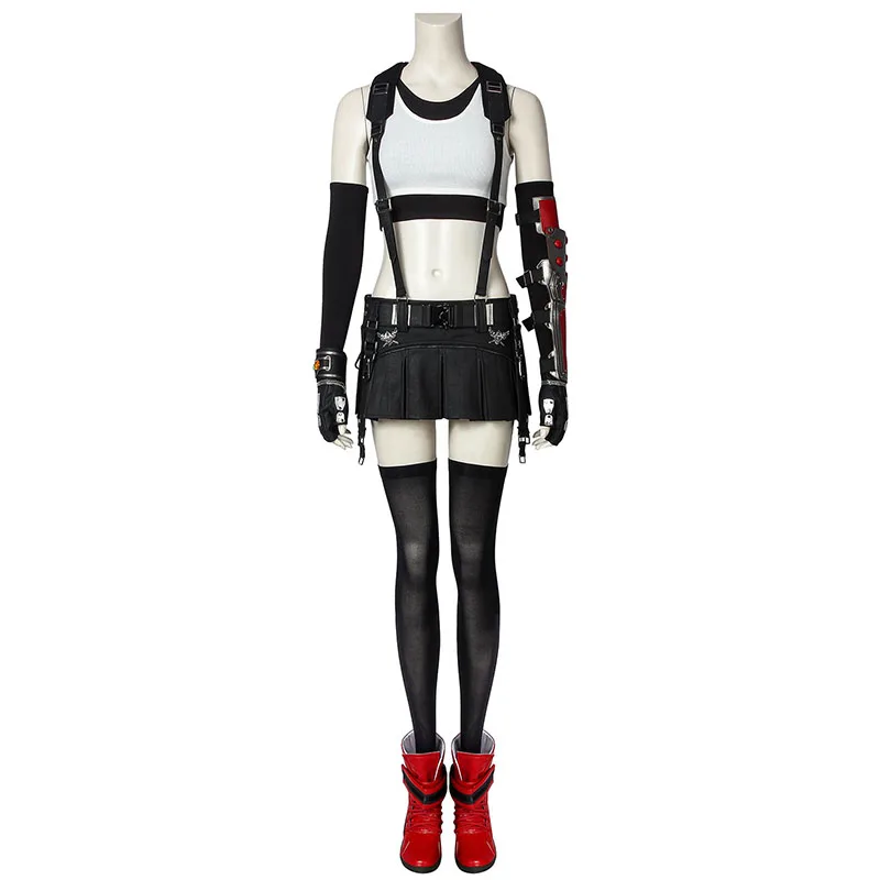Costume with Shoes Игра для PS4 Final Fantasy VII костюм FFVII FF7 Tifa Локхарт Косплей униформа сексуальное платье на Хэллоуин для взрослых наряд для вечеринки на заказ - Цвет: Costume with Shoes