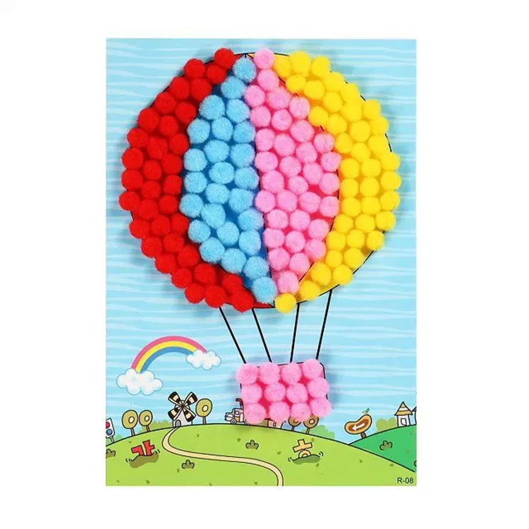 1 набор ремесленных игрушек креативные DIY плюшевые шарики наклейки для рисования детские развивающие ручной работы материал Мультяшные Пазлы
