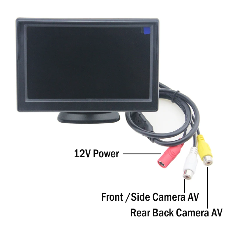 5 inch AHD Monitor 1024x600 With 170&deg; 1280x720P Starlight Night Vision Front Side AHD Reverse Rear View Camera Full HD Fisheye