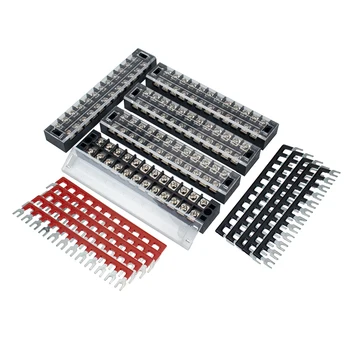 

5 Pcs 12 Position Double Row Screw Terminal Covered Barrier Strip 25A 600V
