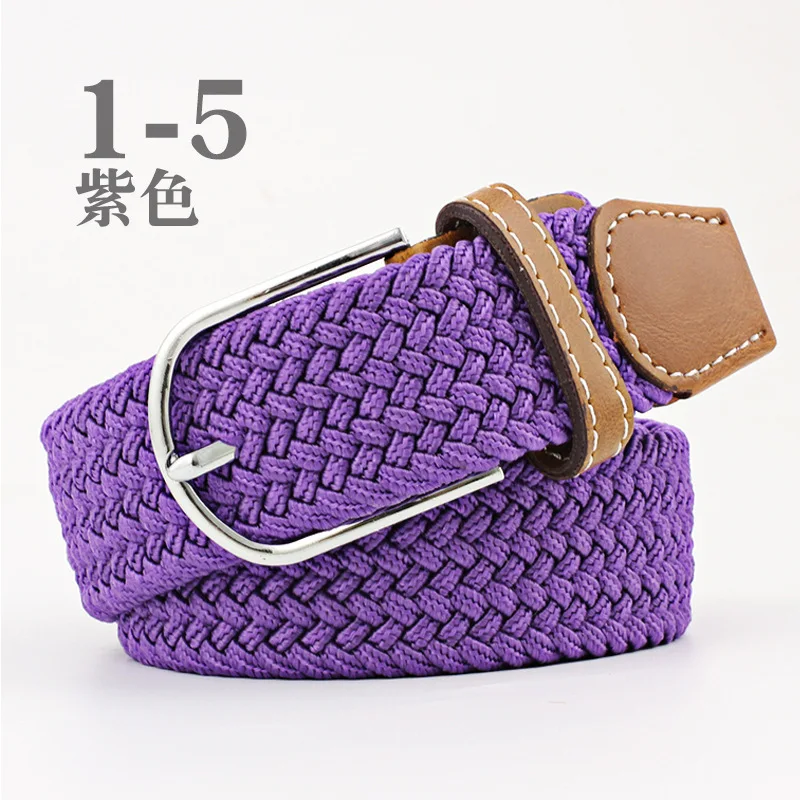 mens brown belt Multi-colored Belt Young Student Pin Buckle Woven Belt Casual Canvas Elastic Expandable Braided Stretch Belt Plain Webbing Strap black leather belt Belts