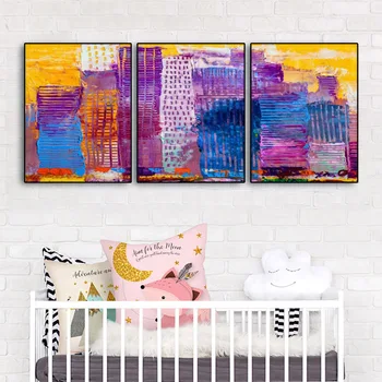 

Laeacco 3 Panel Abstract Watercolor Posters and Prints Graffiti Wall Art Paint On Canvas Painting Nordic Living Room Home Decor