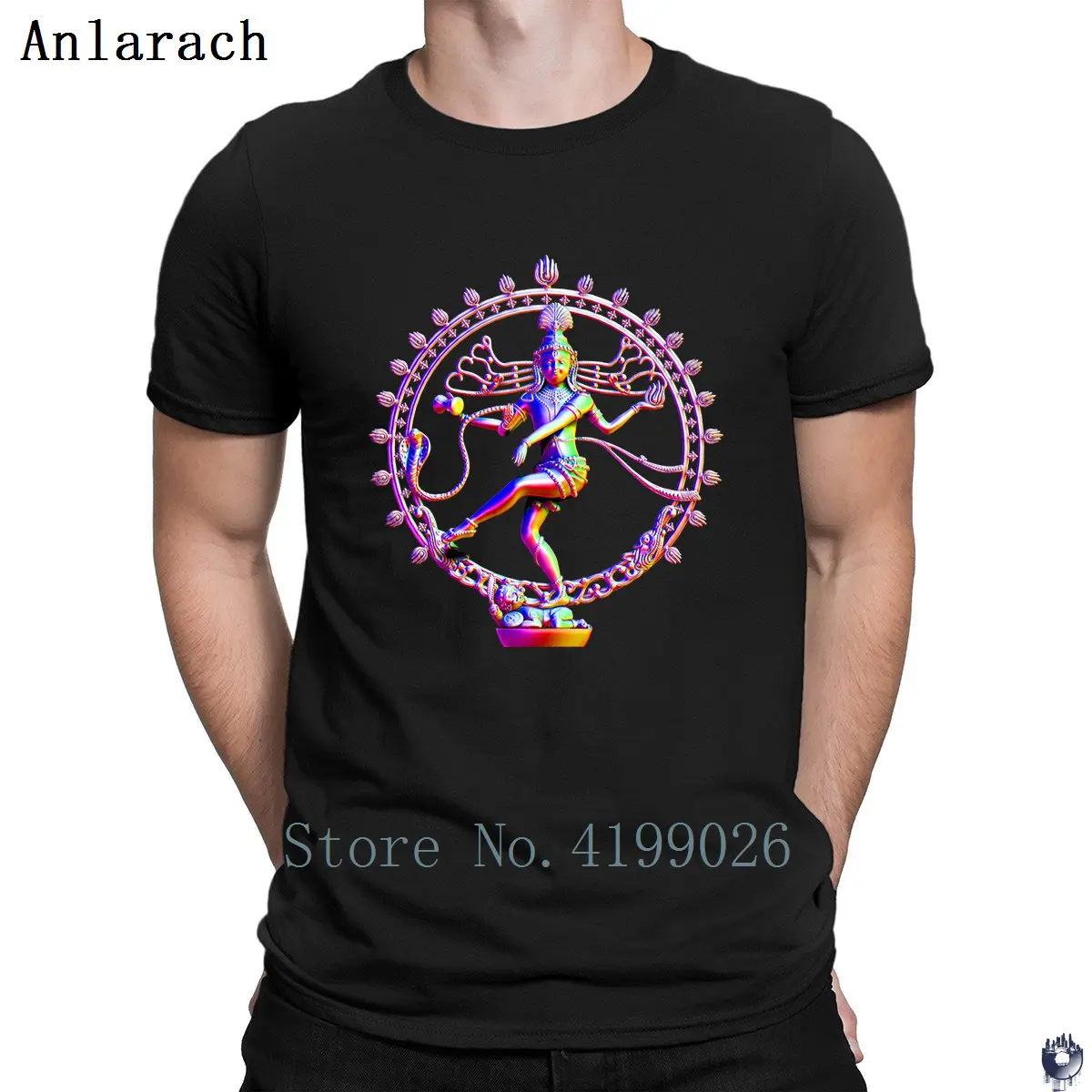 

Shiva Nataraja rainbow t-shirt Top Quality Spring Autumn New Style tshirt for men O Neck Personality Fitness Anlarach male