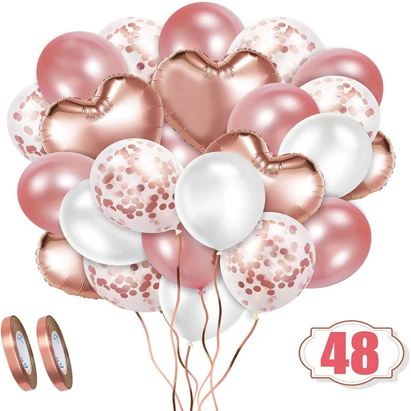 

48pcs New Sequined Aluminum Film Rubber Balloons Set Customized Birthday Party Decoration Layout Wedding