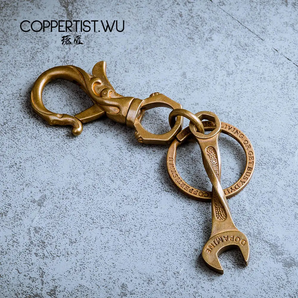 Coppertist.Wu бронзовый брелок для ключей в стиле панк кольцо из латунного сплава