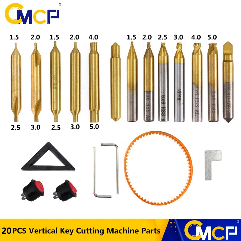 CMCP 20pcs Key Machine Cutter key copy Titanium Coated End Milling Cutter For Vertical Key Copy Machine Parts