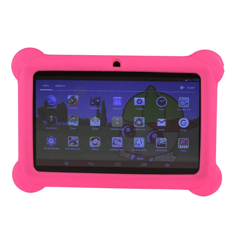 Q88 7 дюймов детский планшет 1G+ 8 Гб A33 4 ядра 0.3MP двойной Камера 1024*600 Android 4,4 планшетный ПК с силиконовой крышкой