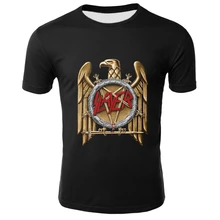 Модная футболка Slayer, мужские футболки в стиле рок, летние черные футболки с коротким рукавом, крутые топы с принтом животных, хип-хоп, Мужская Уличная одежда