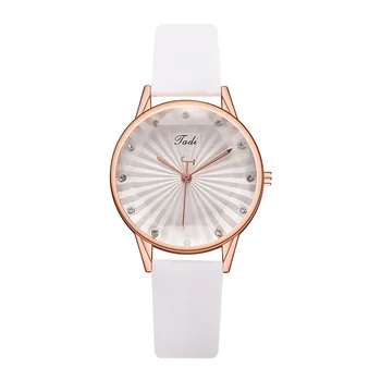 

Women Quartz Watch PU Leather Band Round Dial with Small Scale Personalized Lady Wrist Watch A66