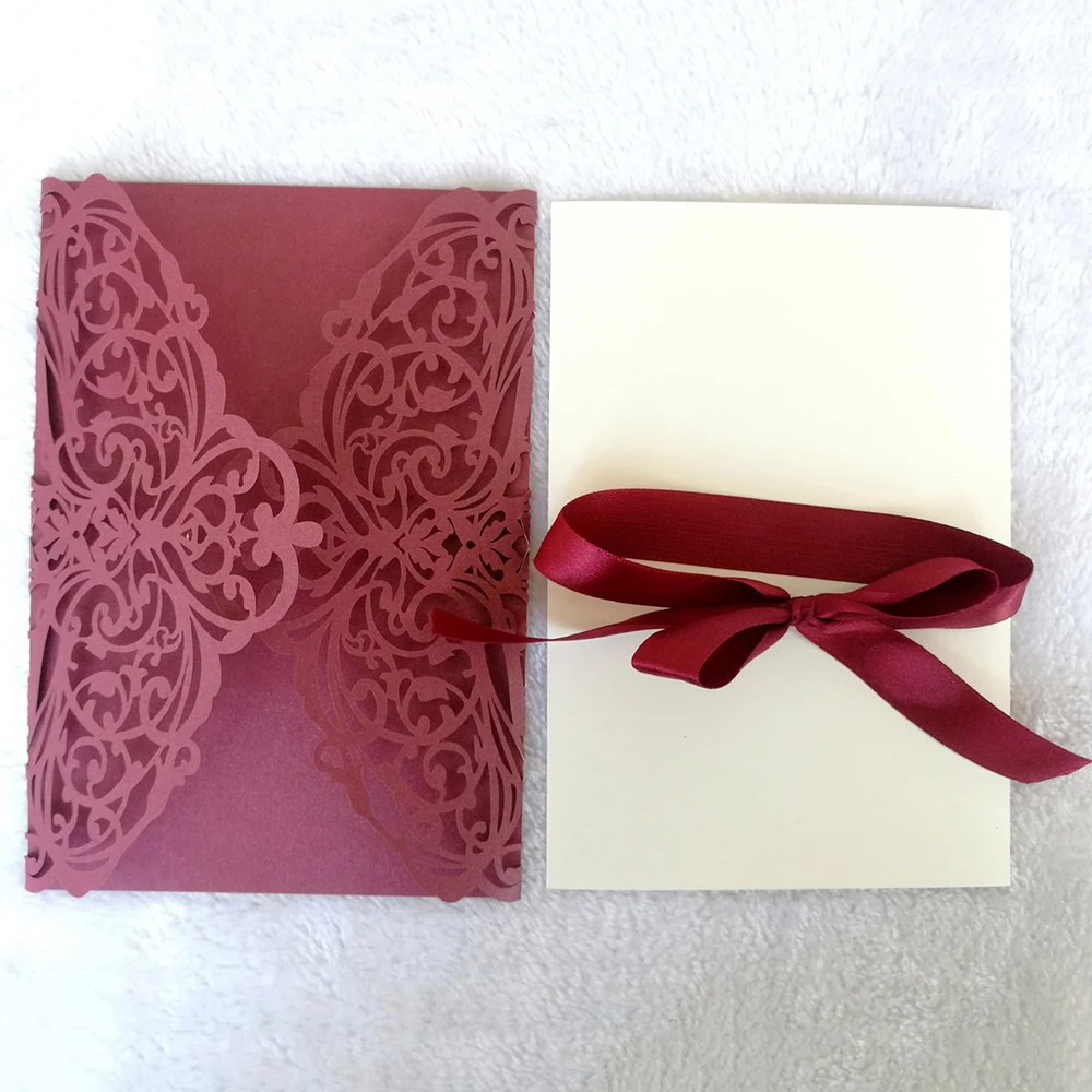  10pcs Wedding Invitations Lace Pattern Cards Laser Cut Paper Cards Announcement Greeting Postcards  - 4.00044E+12