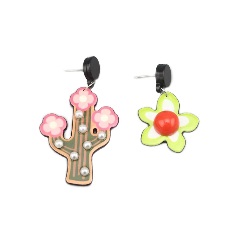 

Asymmetric Tree Flower Stud Earrings Personality Fruit Acrylic Women Fashion Jewelry