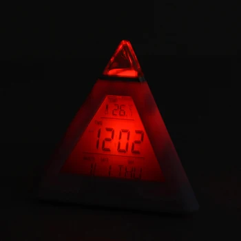 

LED Digital Clock Pyramid Shape Change Color Temperature Date Time Display For Home B99