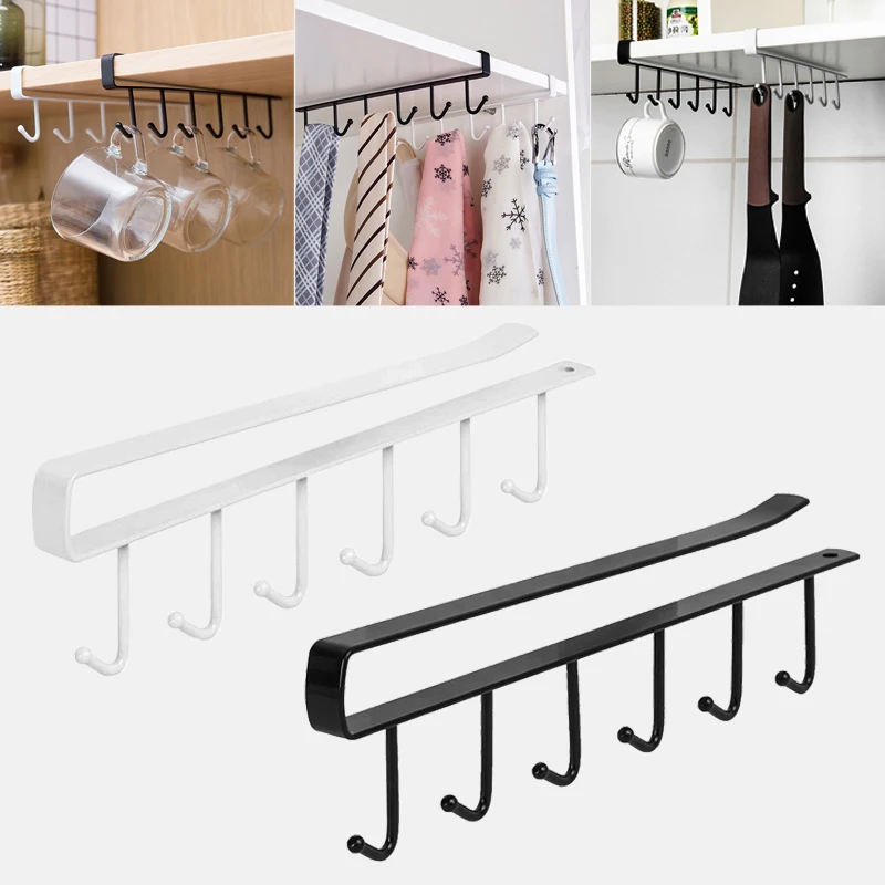 

Kitchen Cupboard Storage Rack Cupboard Shelf Hanging Hook Organizer Closet Clothes Glass Mug Shelf Hanger Chest Hanging