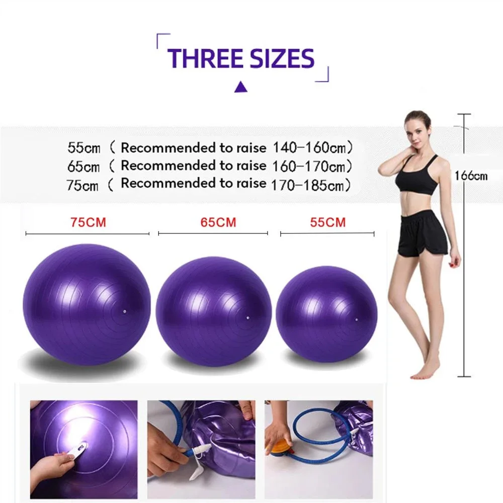 55/65/75CM Pilates Yoga Ball Exercise Anti-Pressure Explosion-Proof Gymnastics Balance Exercise Fitness Home Yoga Core Training
