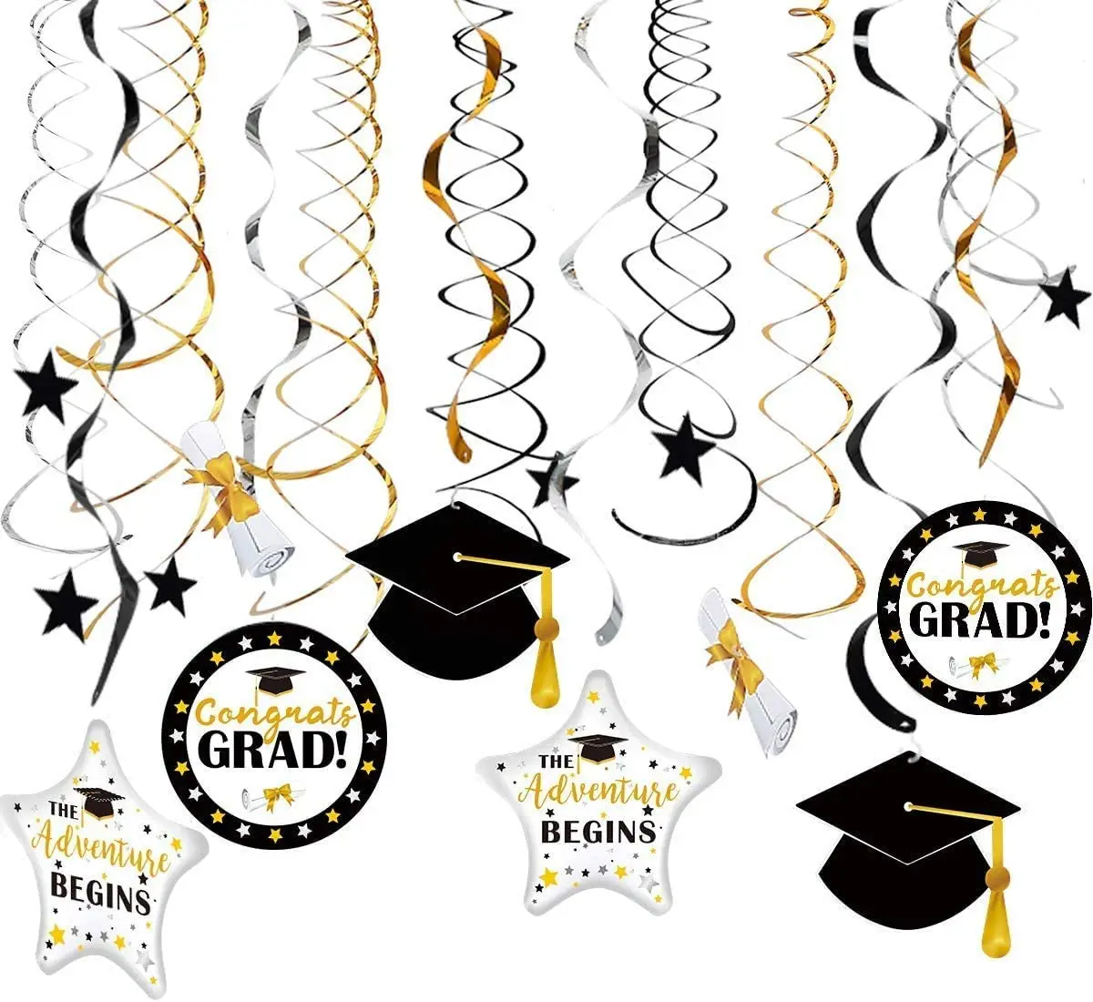 Coriandoli Laurea 2025 Oro Nero E Argento (30g): PVC A Tema Classe 2025 Per Decorazioni Festa, Compleanno E Rinfresco