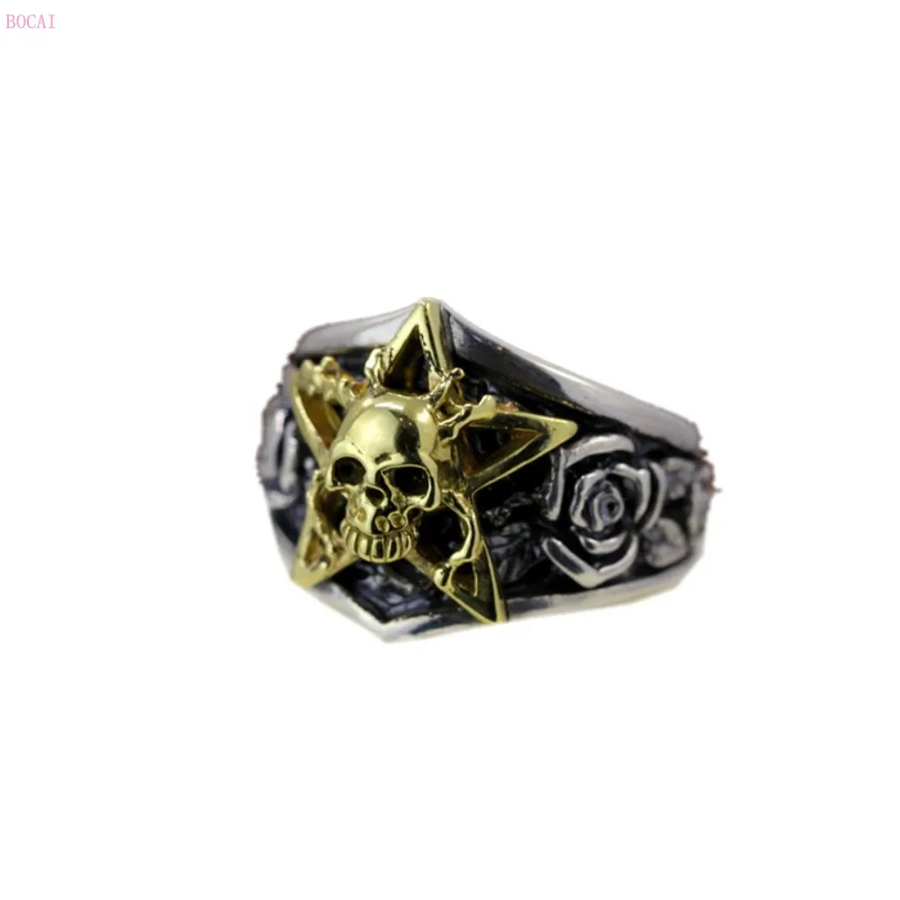 New style Rose skeleton Guardian God S925 sterling silver rings thai silver men's rings for men new fashion jewelry