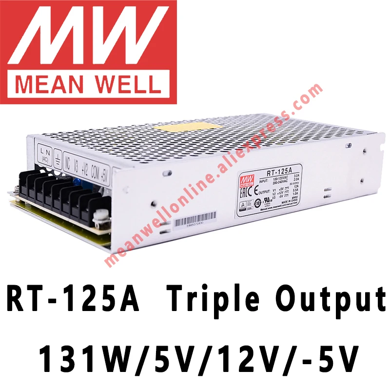 Импульсный источник питания 5V/12V/-5V AC/DC RT-125A W с тройным выходом meanwell 131 в