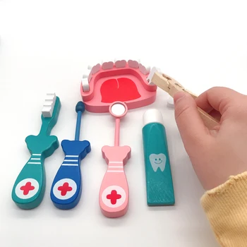 

Medical Wooden Toy Kids Pretend Doctor Game Toy Wooden Cosplay Simulation Dentist Accessories Tools Children Play Doctors Toys