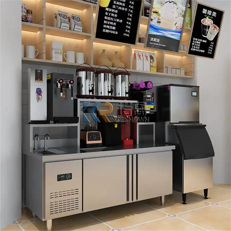 Bubble tea bar milk tea bar counter with refrigeration and boba bar  equipment