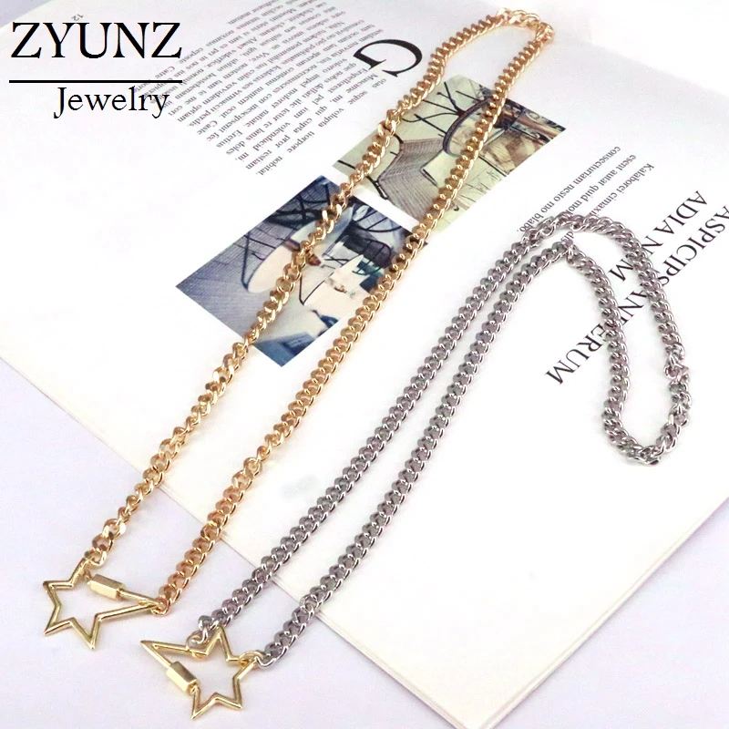 

10PCS, Mix Color Star Clasp pendants necklace fashion curb link chain necklace for women