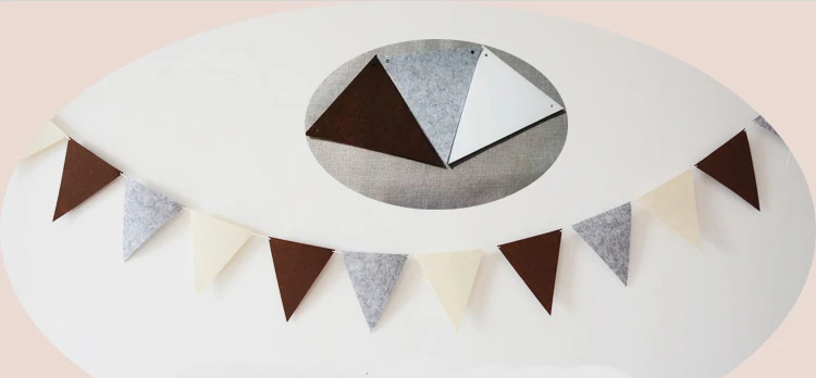 18 Flags Khaki Brown Felt Banner Garlands Birthday Bunting Pennant Baby Shower Wedding Garland Flags Party Decoration Supplies party decorations birthday banner birthday streamers wedding decor supplies