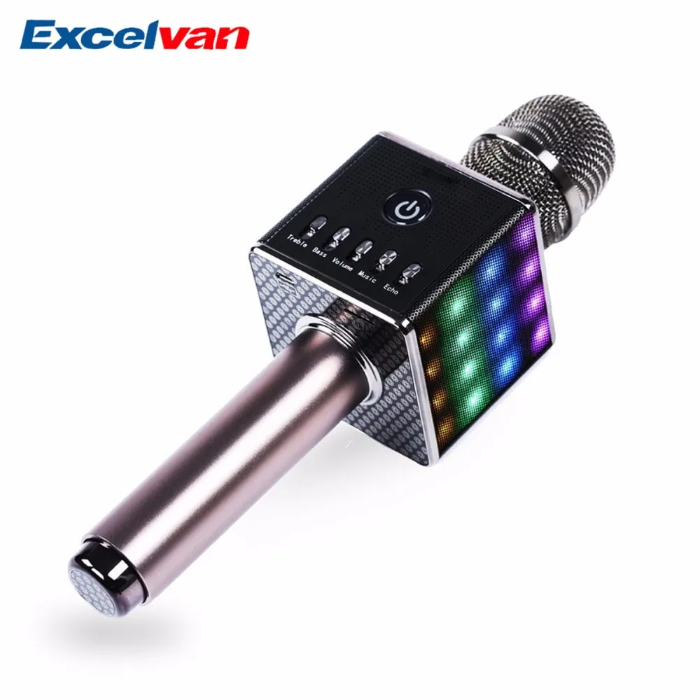 Excelvan микрофон для караоке Беспроводной динамики и микрофон с Bluetooth модулем с светодиодный свет адаптировать для iOS Android приставка для телевизора домашний K ТВ