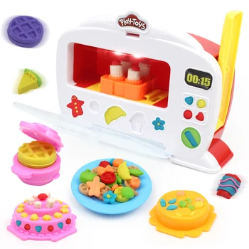 

Electronic Oven 13pcs Children Toys Nontoxic Clay Magic Acousto-Optic Cake Pizza Color Mud Suit Tool Mould Pretend Play