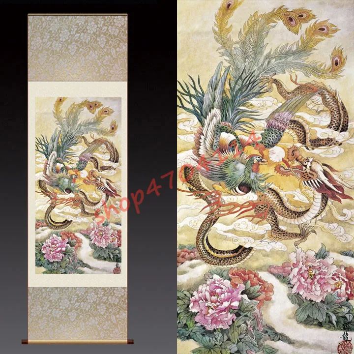 

Картины Longfeng Chengxiang из шелковых свитки, изысканные поделки, украшения, коллекции, подарки