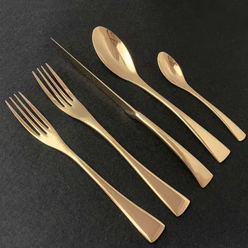 

5Pcs 18/10 Stainless Steel Dinnerware Cutlery Set Black / Rose Gold / Silver Flatware Dinner Knife Fork Dessert Fork Teaspoon