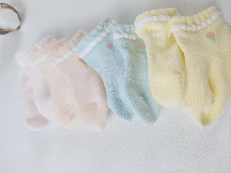 Thin 0-6 Month Men And Women BABY'S Socks Combed Cotton Strawberry Infant Mesh Socks Breathable Haining Children's Socks