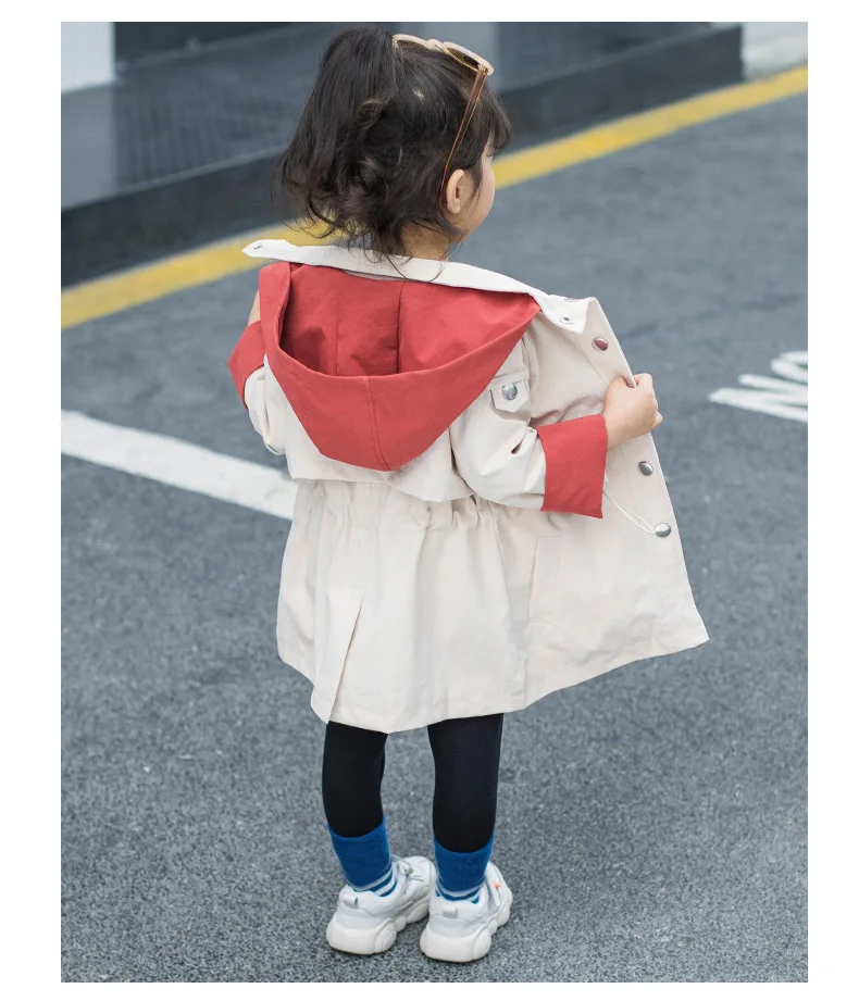 1-6Y весенние куртки для девочек; модная детская куртка для девочек; ветровка с капюшоном для девочек; детская куртка; плащ для девочек; детская одежда