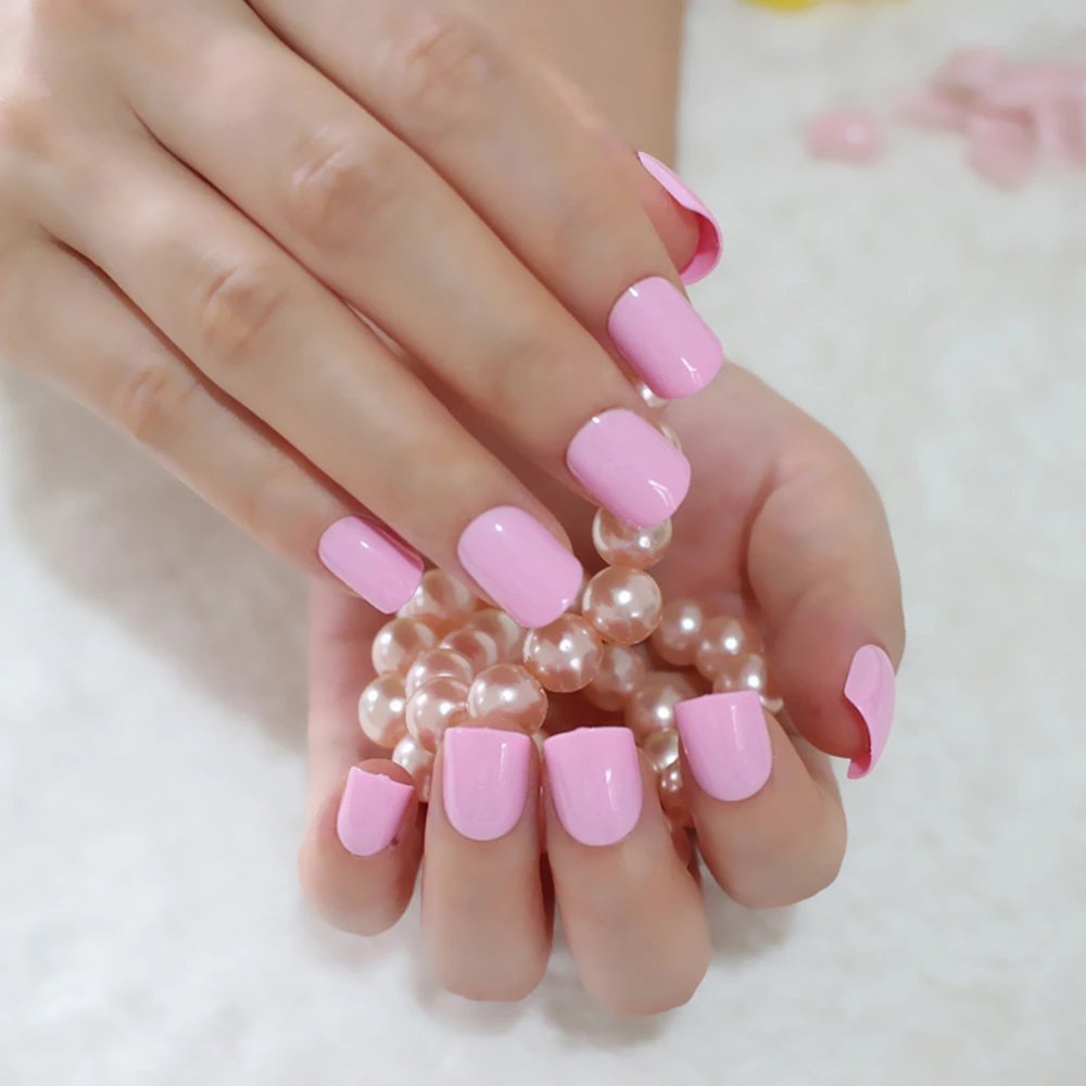 

Multicolor glossy persimmon color fake nails short round fake nails short round nails full coverage DIY manicure materials