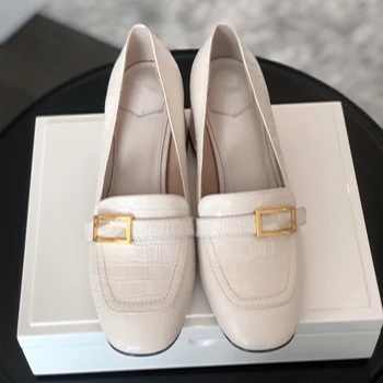 

High Quality Genuine Leather Women's Pump Low Heel Hot Sell For Spring Autumn Ladies Shoes Luxury Designer Crocodile Lady Shoes