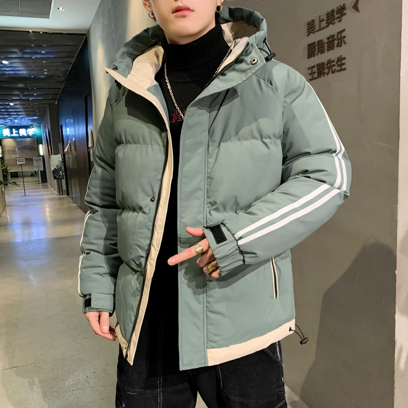 2021 new winter men's casual padded jacket thickened loose bread jacket hooded coat large size for fat men student 100kg