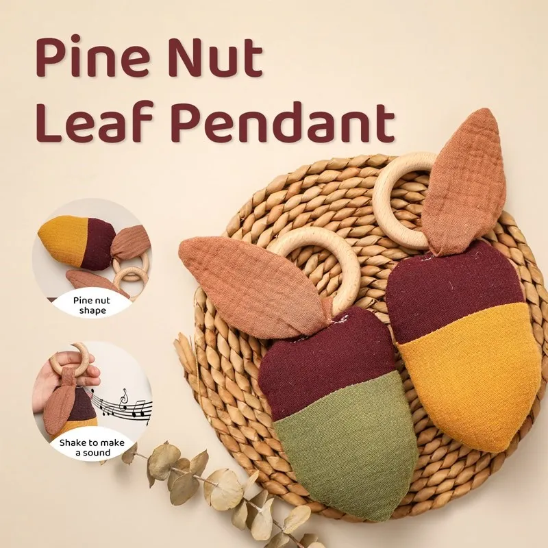 Music Rattle  Mobile Rattles Hanging Pendants Rattle for stroller Nuts Matsuba Nature Wooden Music Rattle Ring Gym For Stroller