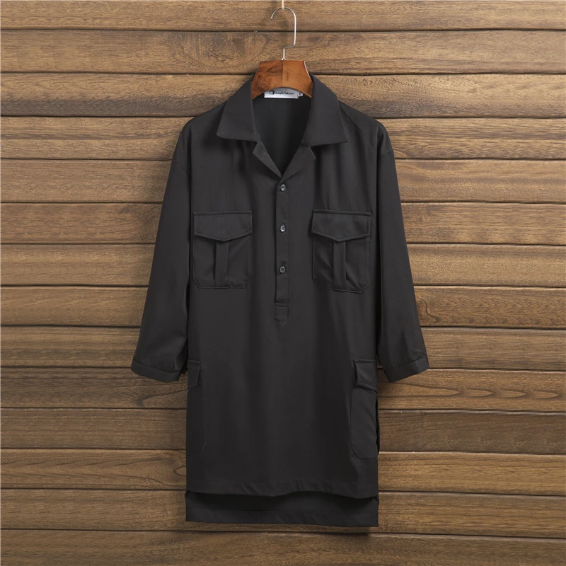 S-6XL! Новинка, Мужская одежда, GD Hair Stylist, модная, с карманами, комбинированная, Пижамный стиль, свободная рубашка с рукавом семь, плюс размер, костюмы
