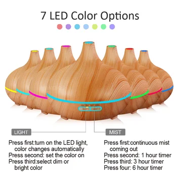 

APP550 pointed water drop shallow wood grain air humidifier essential oil aroma lamp spray can be controlled remotely