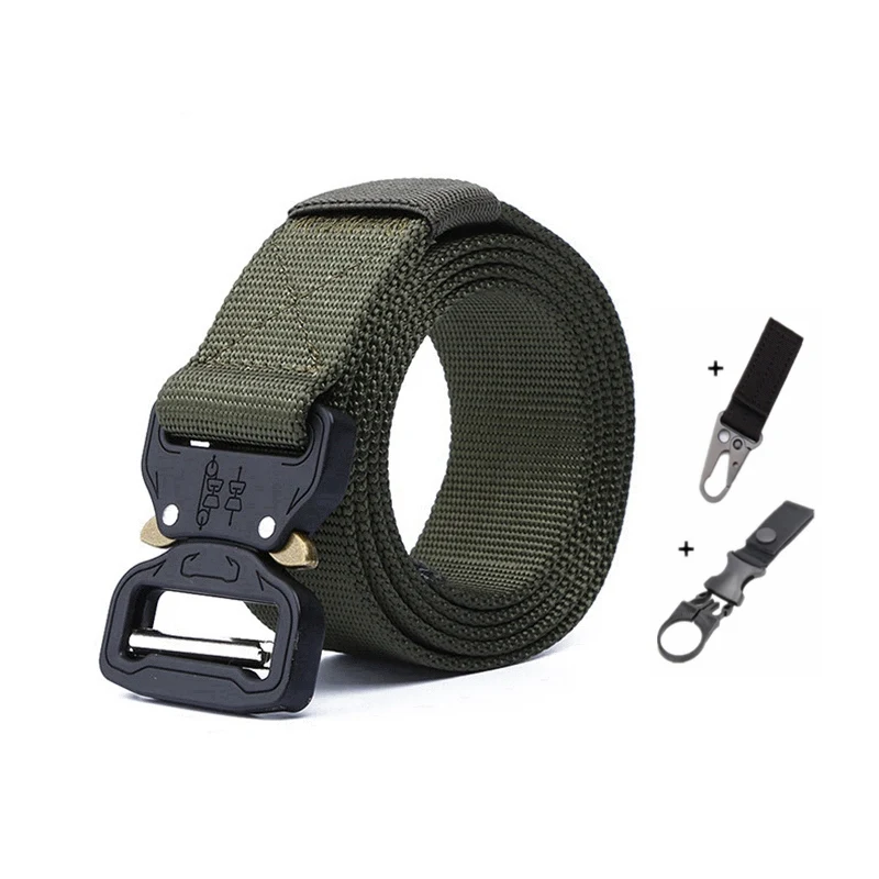 A belt and 2 hook Тактический ремень для спорта на открытом воздухе, нейлоновые поясные ремни с аксессуарами для охоты, армии, тяжелая тренировочная Боевая Мужская Военная - Color: A belt and 2 hook