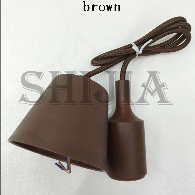 brown E27 розетка освещение точечная подвеска свет красочный силиконовый резиновый подвесной светильник без ламп - Цвет корпуса: brown